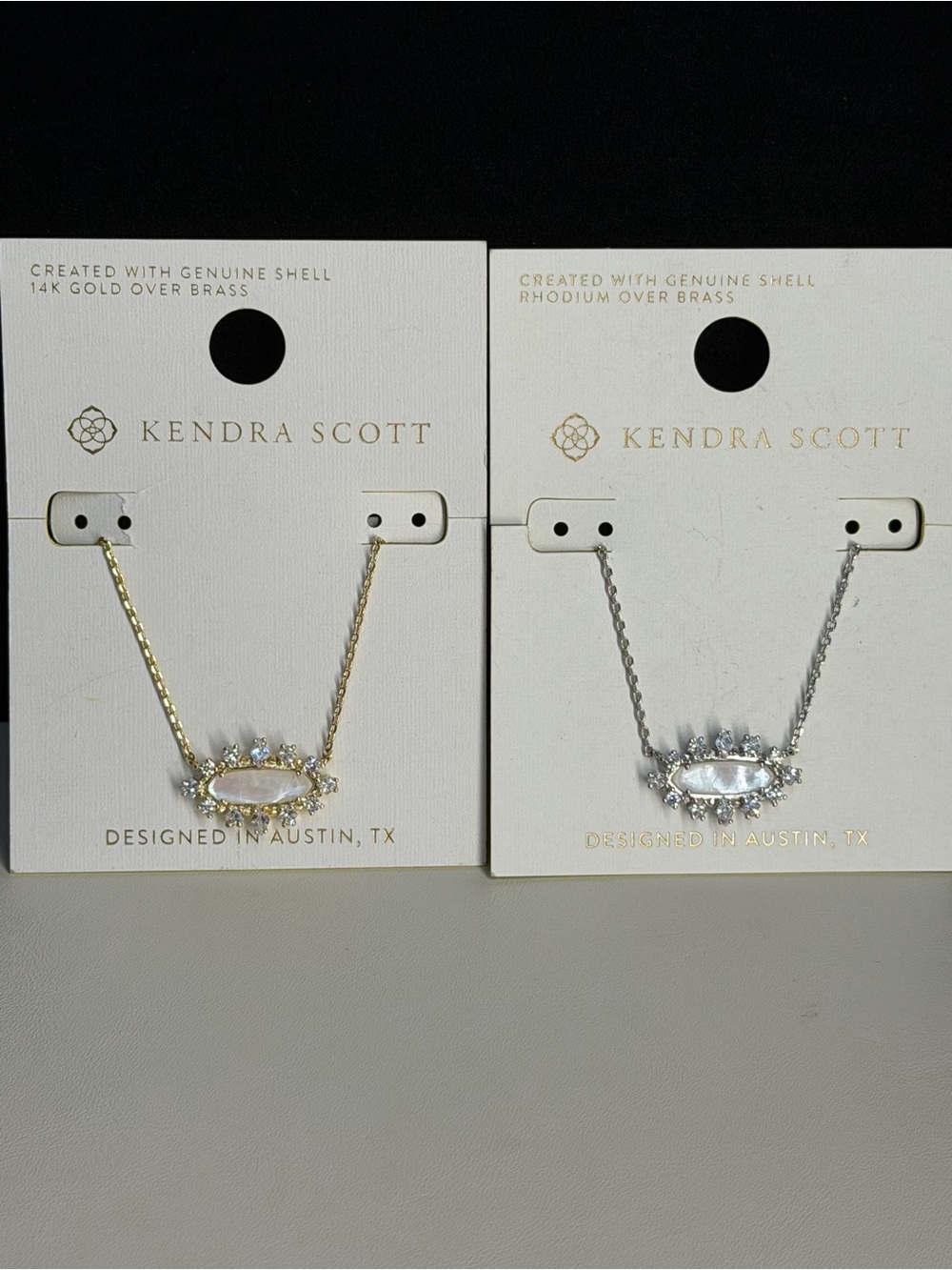NWT Kendra Scott Eva Crystal Framed Pendant Necklace Set Gold & Silver